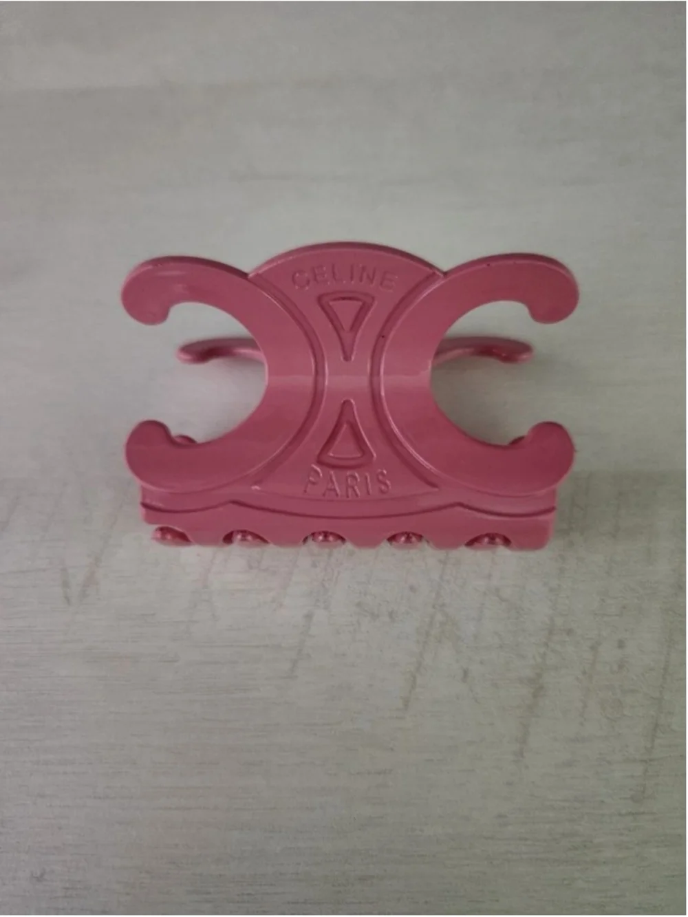 NEW Celine Large Triomphe Hair Claw Clip in Pastel Pink Acetate